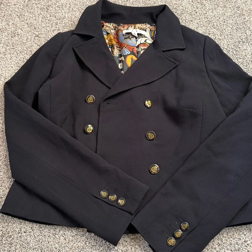 Cabi black blazer with gold detail buttons size 6
